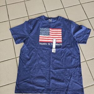 NWT Men's Large 4th Of July T-Shirt American Flag "Thanks To The Brave"